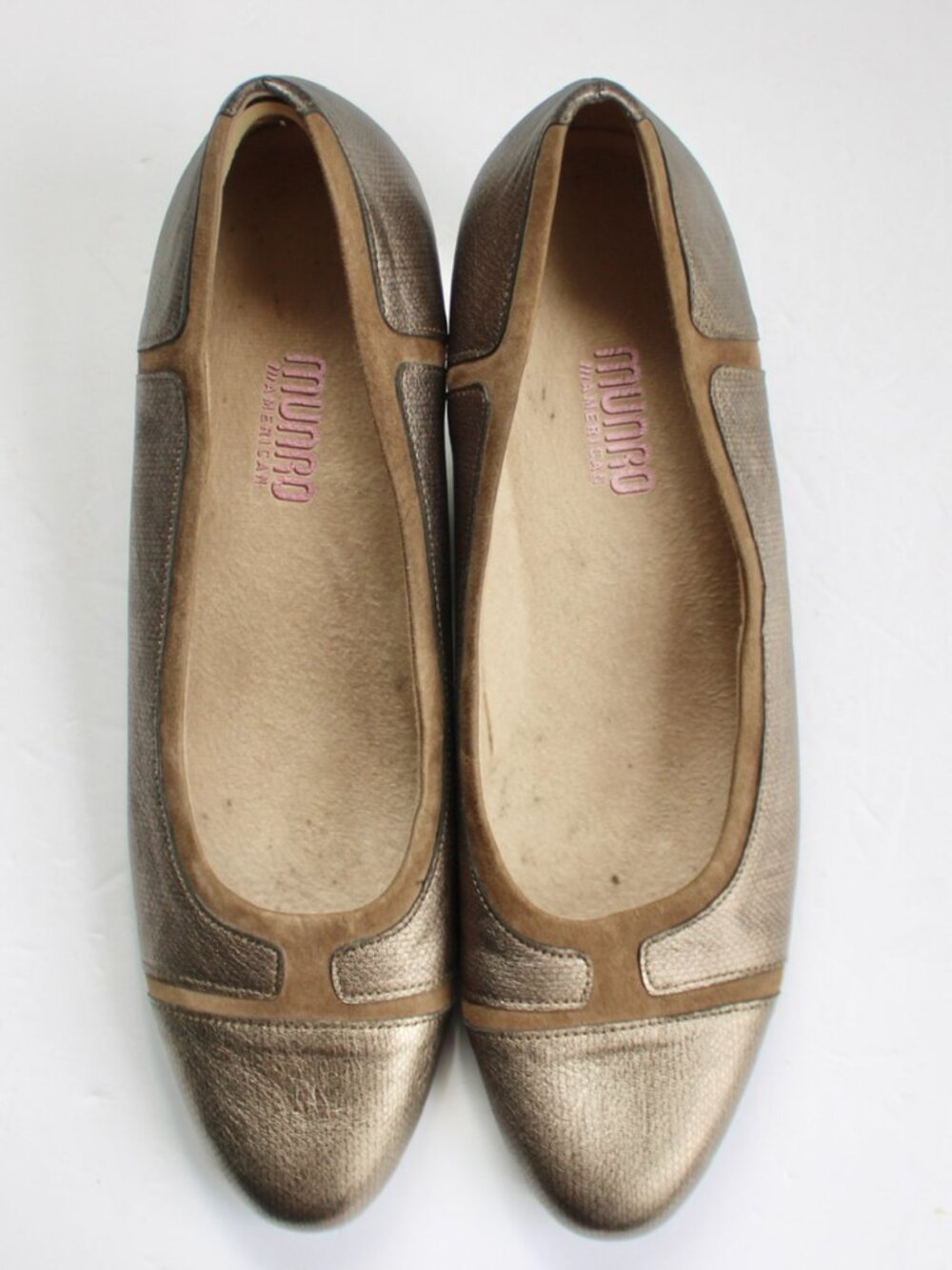 Munro Womens Jillian Block Heel Pumps sz 10.5 N,Metallic Bronze Taupe Round Toe - Picture 4 of 8